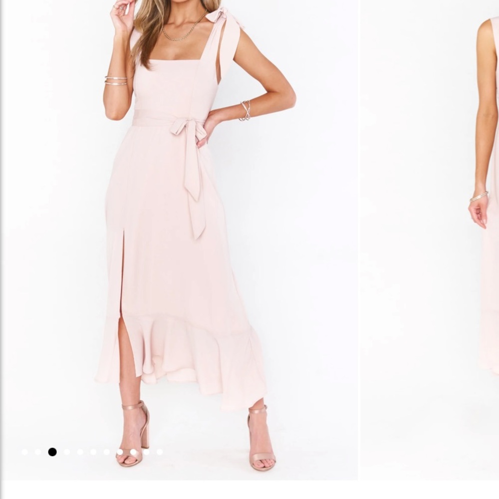 Show me your mumu Claire midi dress dusty blush crisp